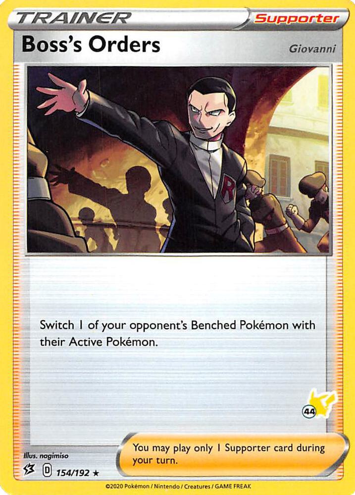Boss's Orders - 154/192 (#44 Pikachu Stamped) card image