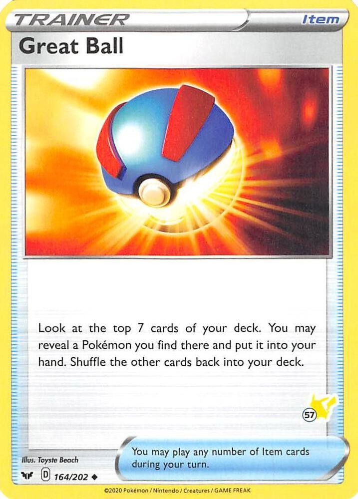 Great Ball - 164/202 (#57 Pikachu Stamped) card image