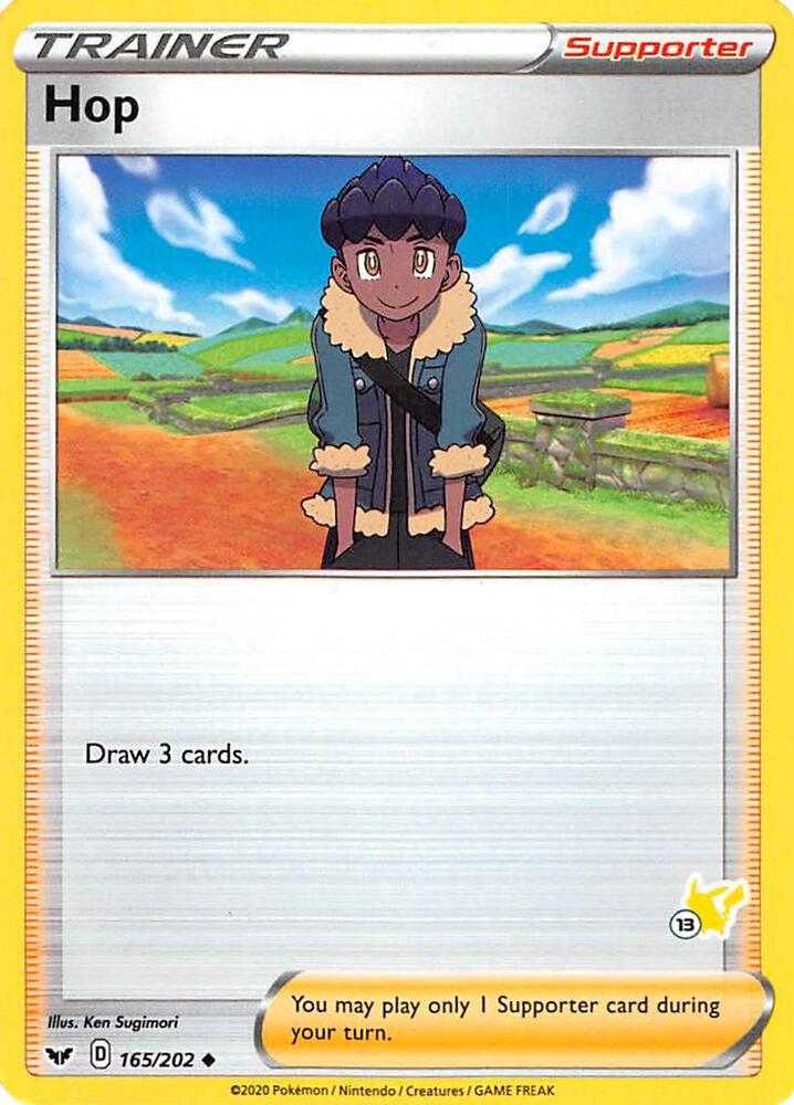 Hop - 165/202 (#13 Pikachu Stamped) card image