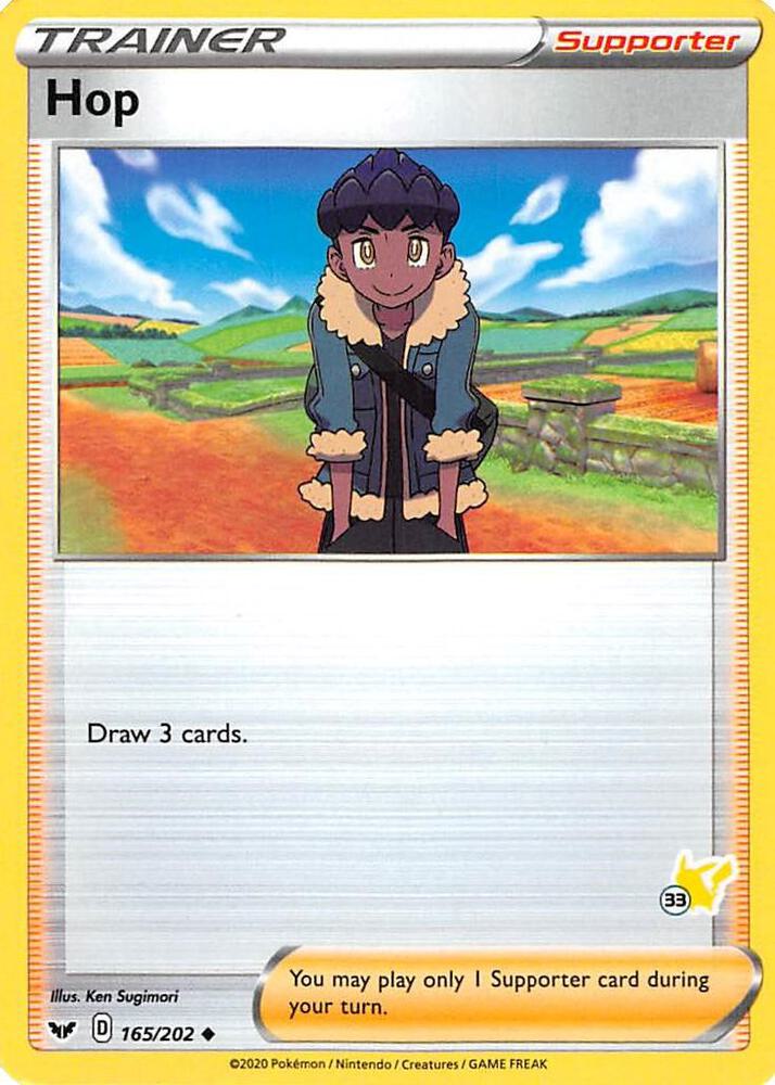 Hop - 165/202 (#33 Pikachu Stamped) card image