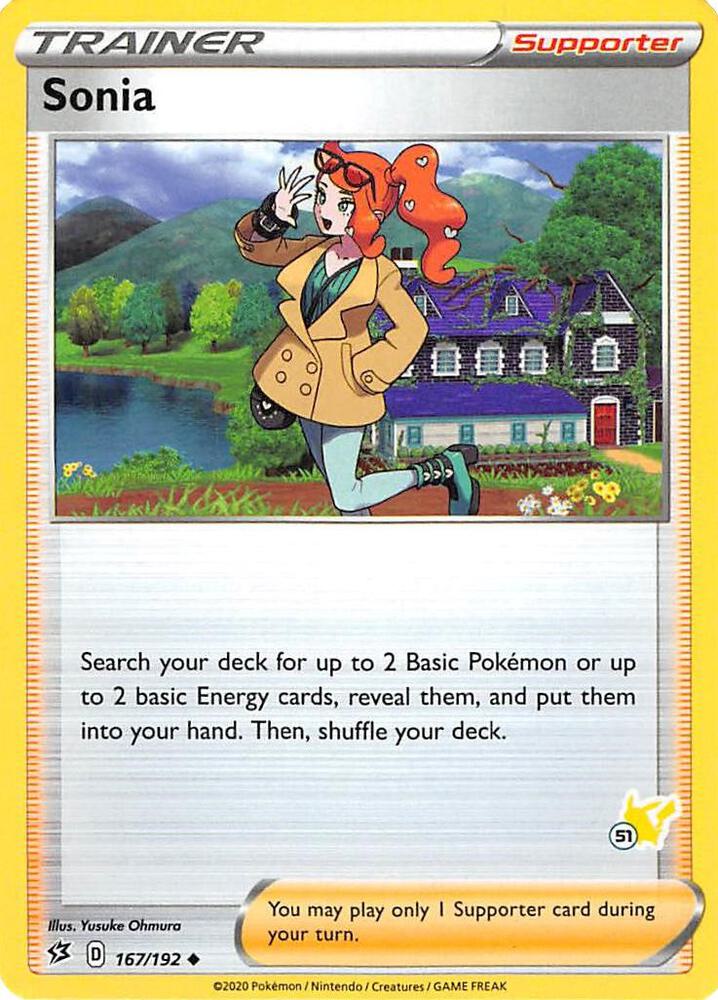 Sonia - 167/192 (#51 Pikachu Stamped) card image