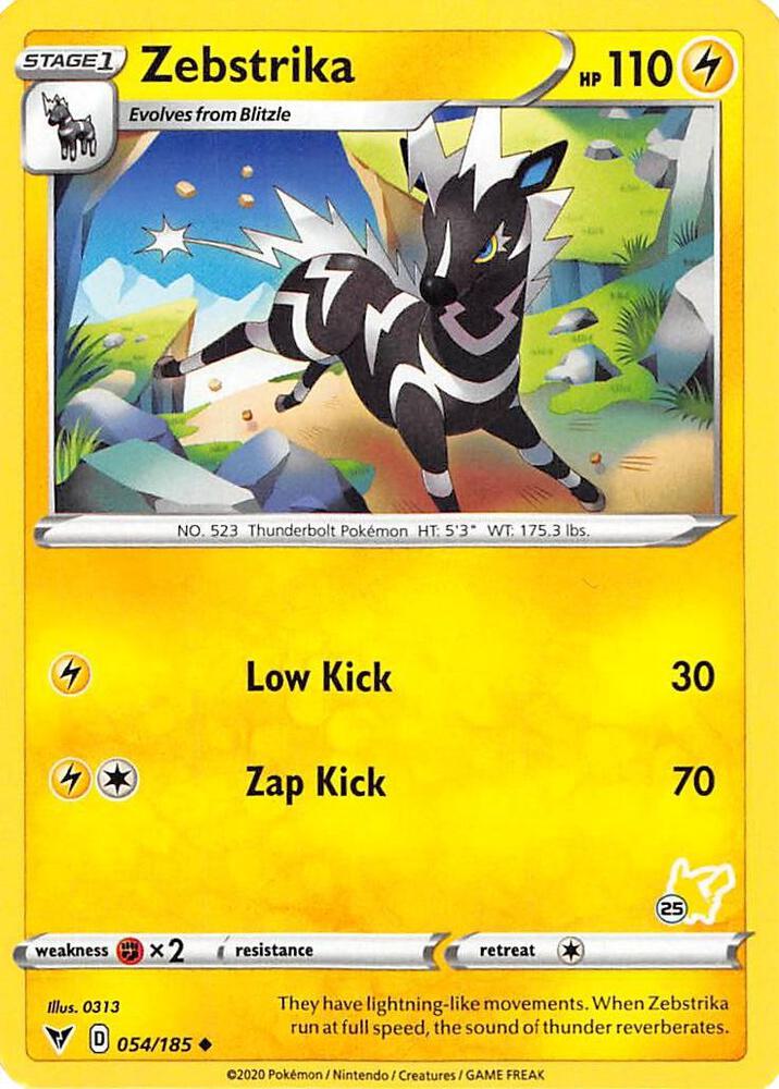 Zebstrika - 054/185 (#25 Pikachu Stamped) card image