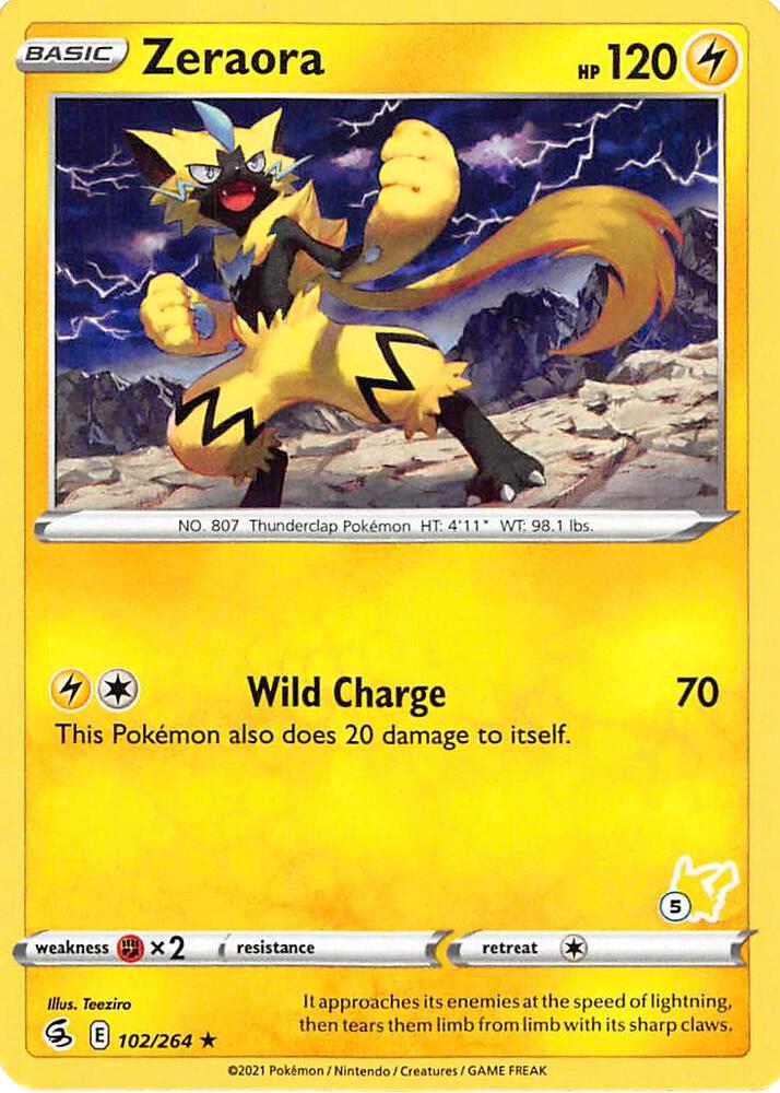 Zeraora - 102/264 (#5 Pikachu Stamped) card image