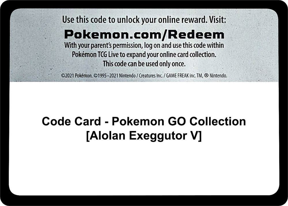 Code Card - Pokemon GO Collection [Alolan Exeggutor V] card image
