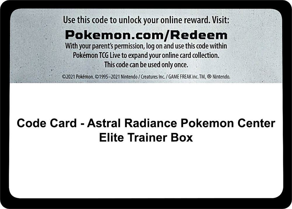 Code Card - Astral Radiance Pokemon Center Elite Trainer Box card image