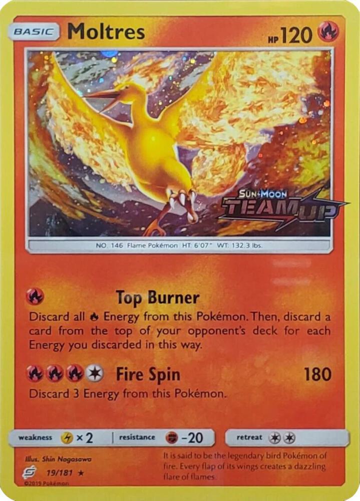 Moltres - 19/181 (Team Up Stamped) card image