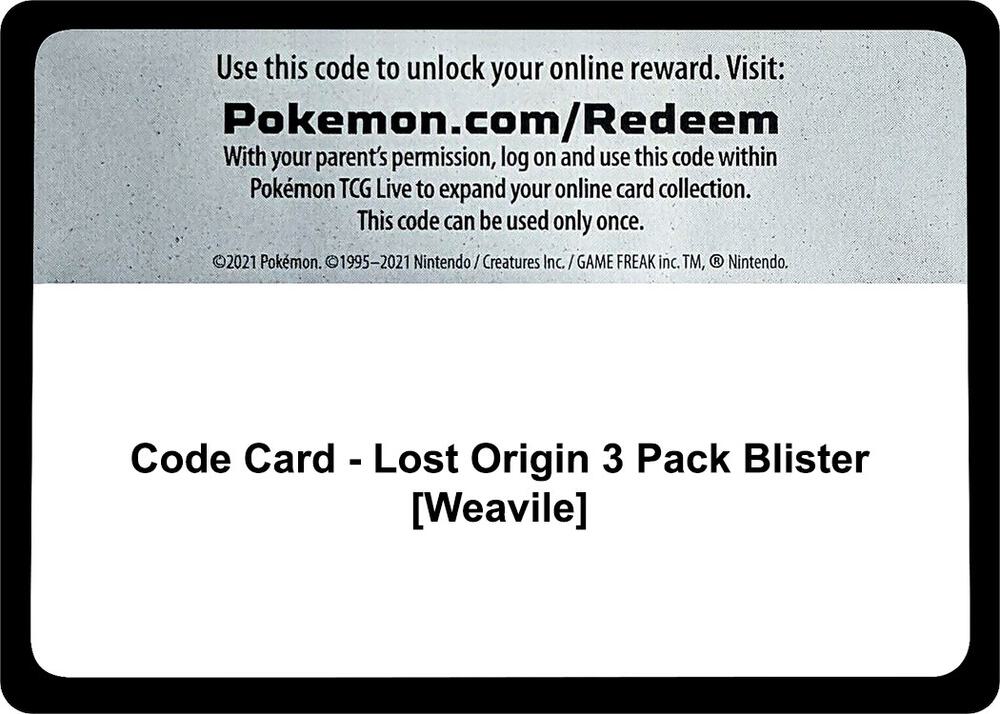 Code Card - Lost Origin 3 Pack Blister [Weavile] card image
