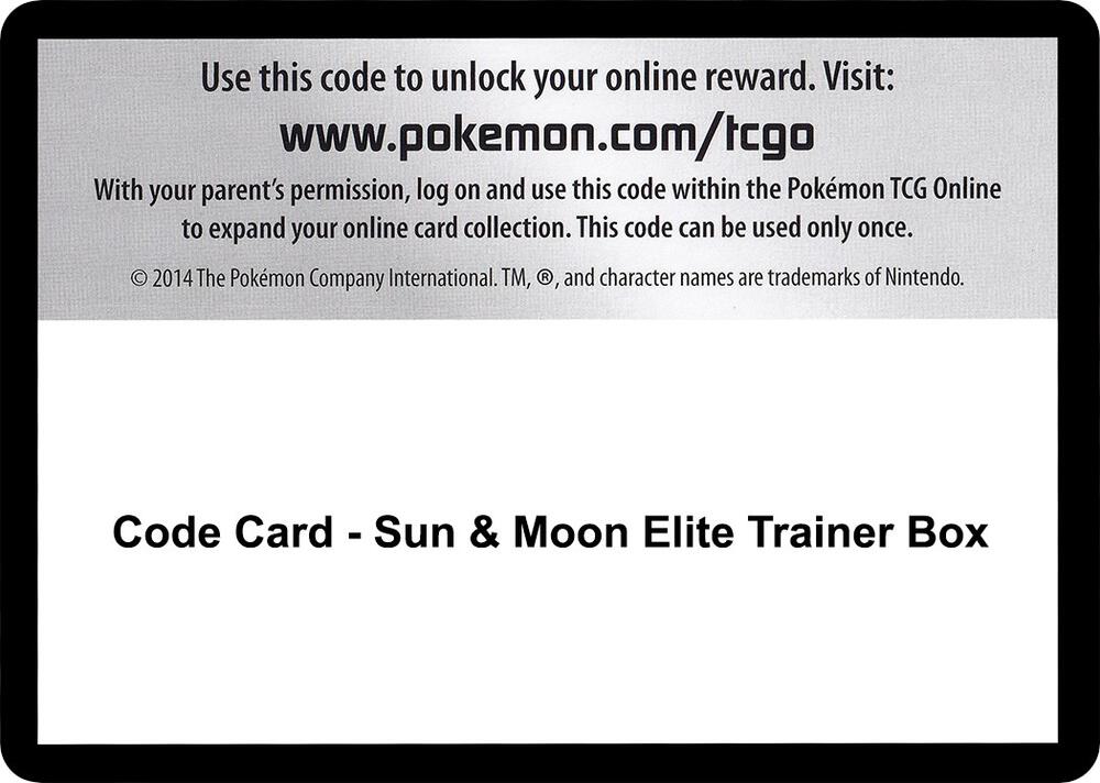 Code Card - Sun & Moon Elite Trainer Box card image