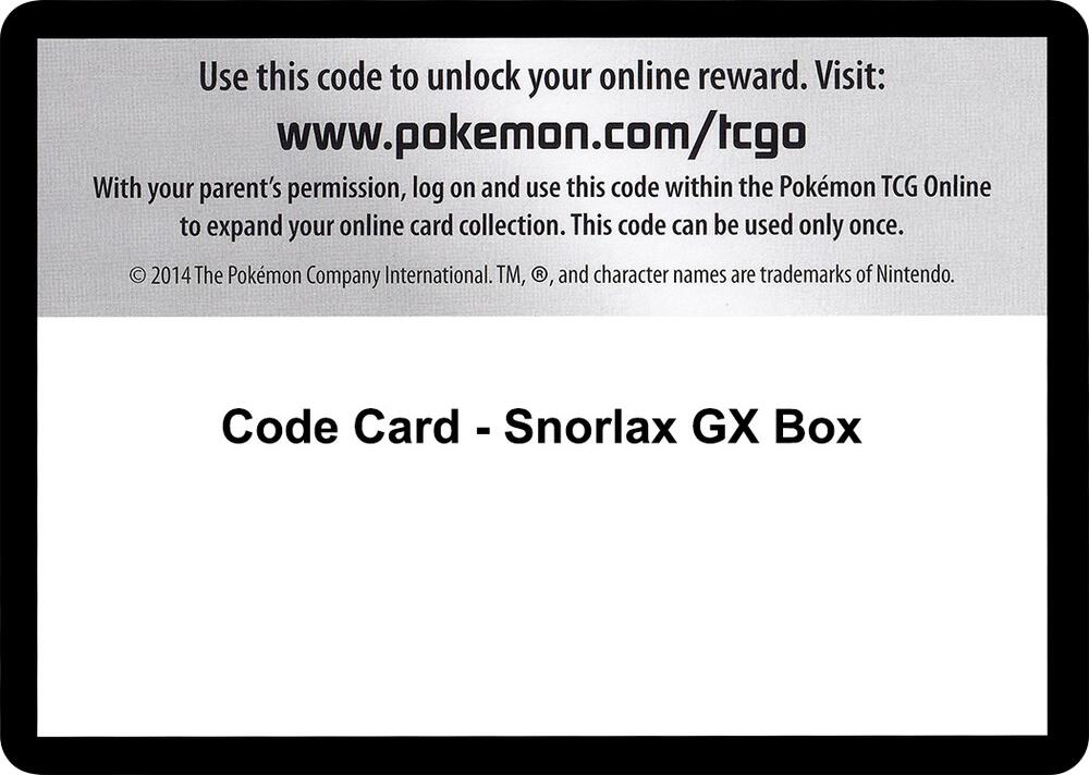 Code Card - Snorlax GX Box card image