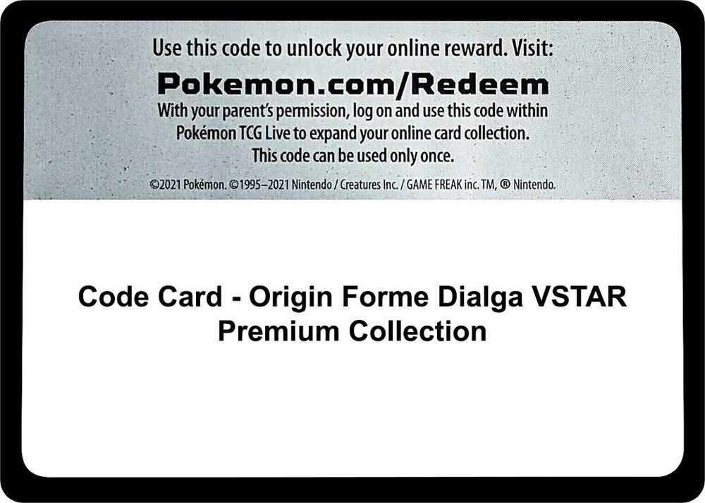 Code Card - Origin Forme Dialga VSTAR Premium Collection card image