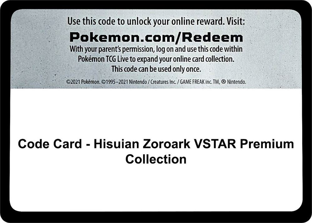 Code Card - Hisuian Zoroark VSTAR Premium Collection card image