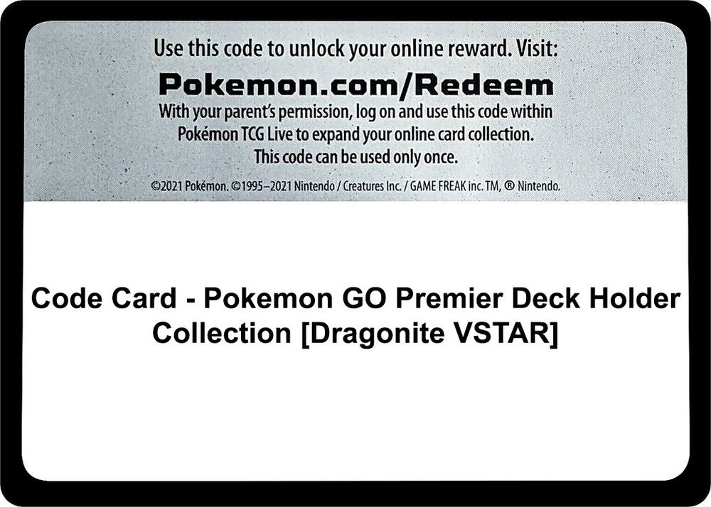 Code Card - Pokemon GO Premier Deck Holder Collection [Dragonite VSTAR] card image