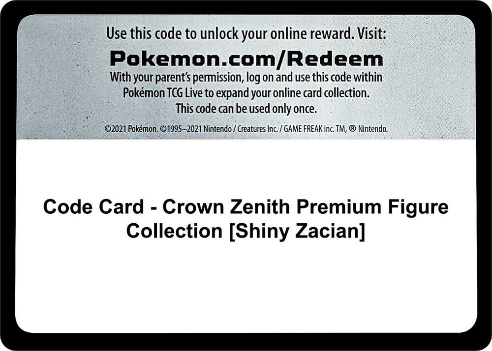Code Card - Crown Zenith Premium Figure Collection [Shiny Zacian] card image
