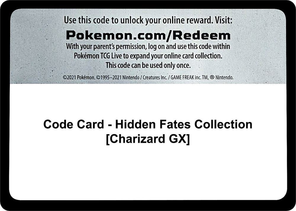 Code Card - Hidden Fates Collection [Charizard GX] card image