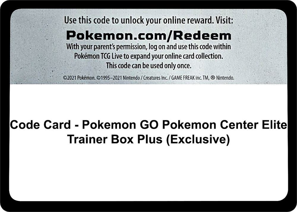 Code Card - Pokemon GO Pokemon Center Elite Trainer Box Plus (Exclusive) card image