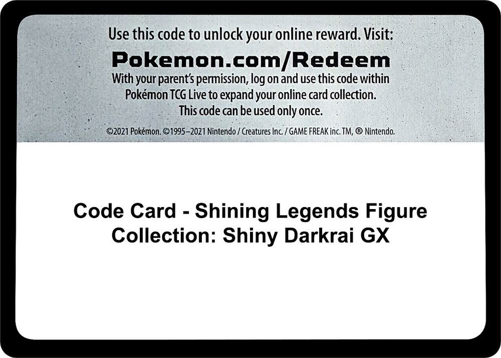 Code Card - Shining Legends Figure Collection: Shiny Darkrai GX card image