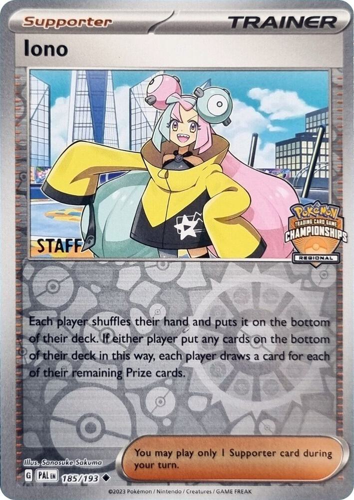 Iono - 185/193 (Regional Championships) [Staff] card image