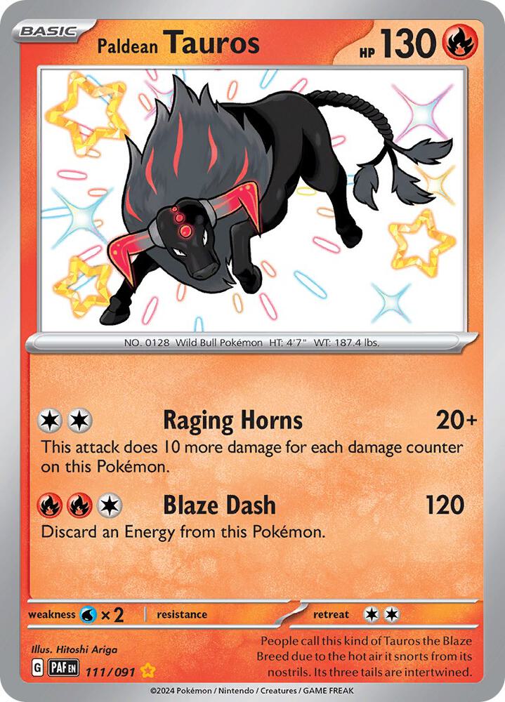 Paldean Tauros - 111/091 card image