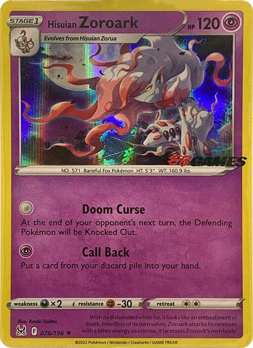 Hisuian Zoroark - 076/196 (EB Games Exclusive) card image