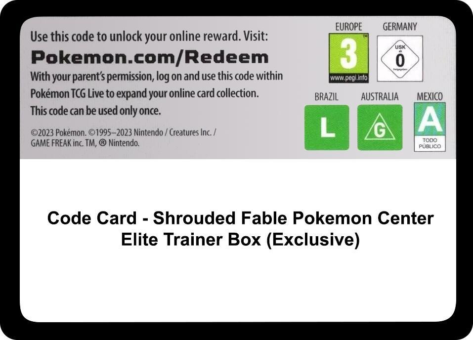 Code Card - Shrouded Fable Pokemon Center Elite Trainer Box (Exclusive) card image