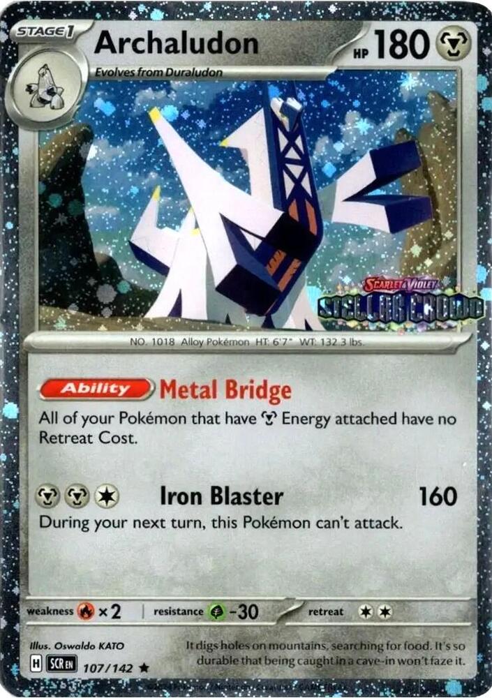 Archaludon - 107/142 (Cosmos Holo) (Stellar Crown Stamp) card image