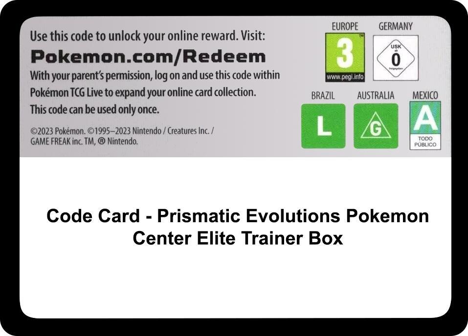 Code Card - Prismatic Evolutions Pokemon Center Elite Trainer Box card image