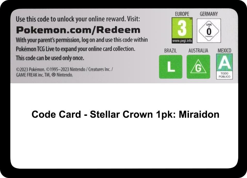 Code Card - Stellar Crown Premium Checklane Blister [Miraidon] card image