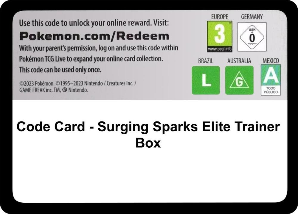 Code Card - Surging Sparks Elite Trainer Box card image