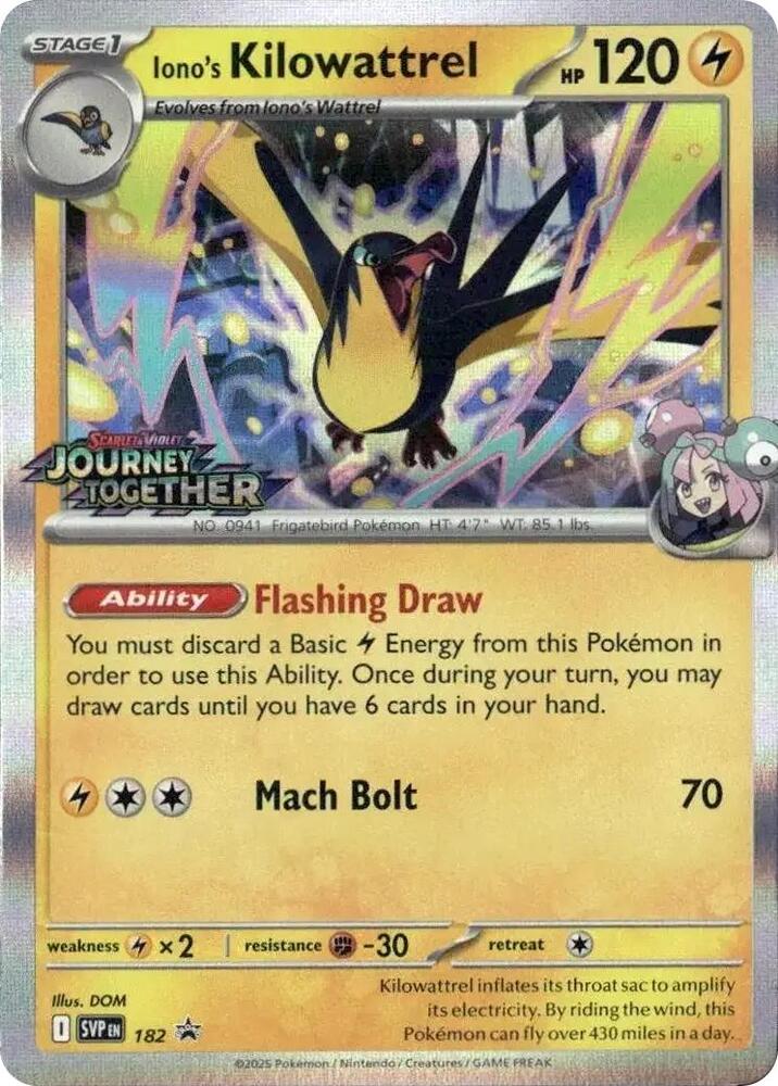 Iono's Kilowattrel - 182 (Prerelease) card image