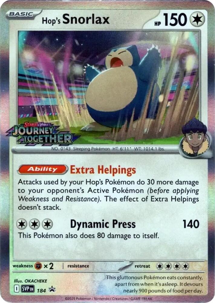Hop's Snorlax - 184 (Prerelease) card image