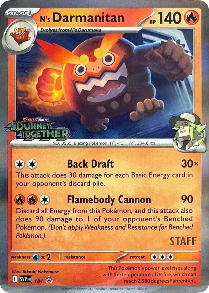 N's Darmanitan - 181 (Prerelease) [Staff] card image