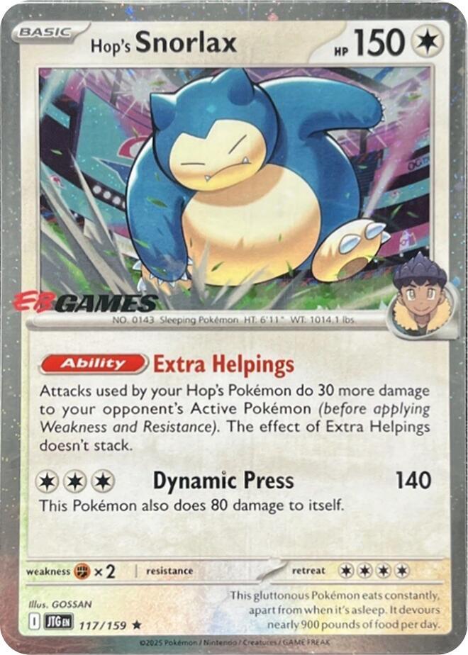 Hop's Snorlax - 117/159 (EB Games) (Cosmos Holo) card image