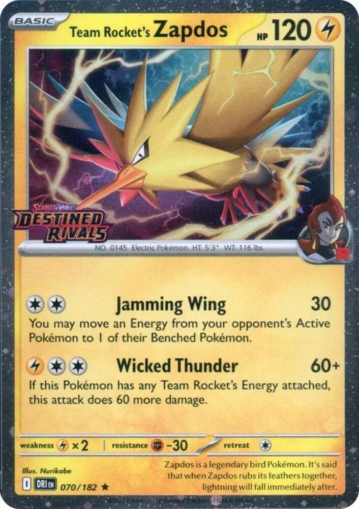 Team Rocket's Zapdos (Destined Rivals Stamp) card image