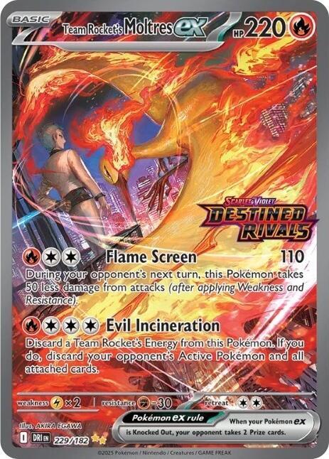 Team Rocket's Moltres ex - 229/182 (Destined Rivals Stamp) card image