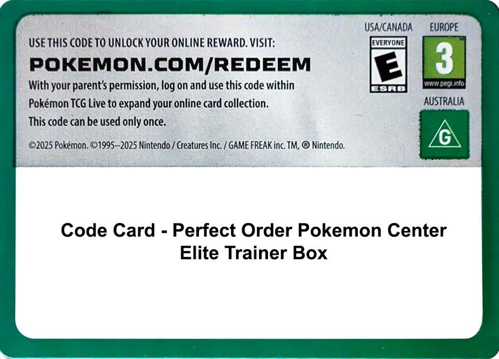 Code Card - Perfect Order Pokemon Center Elite Trainer Box card image