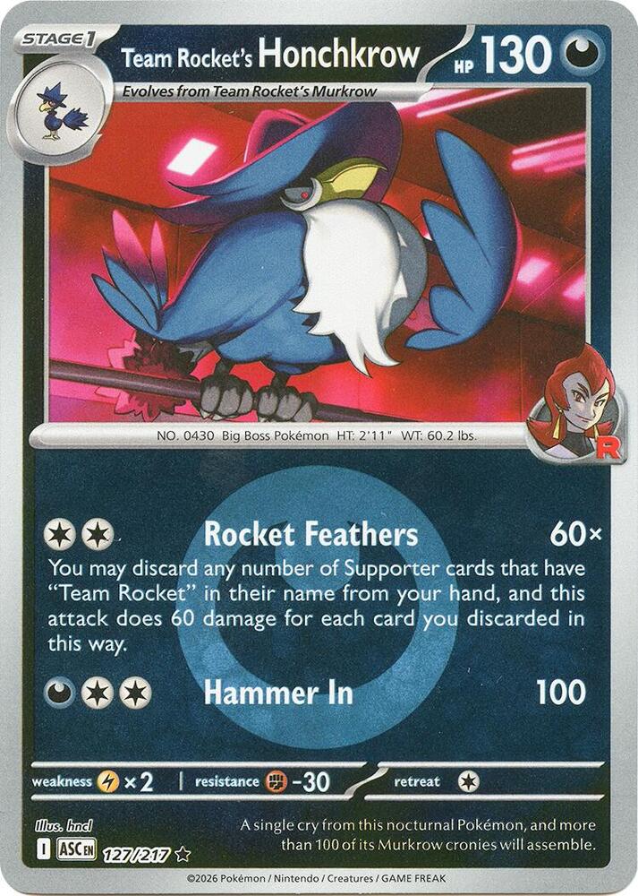 Team Rocket's Honchkrow (Energy Symbol Pattern) card image