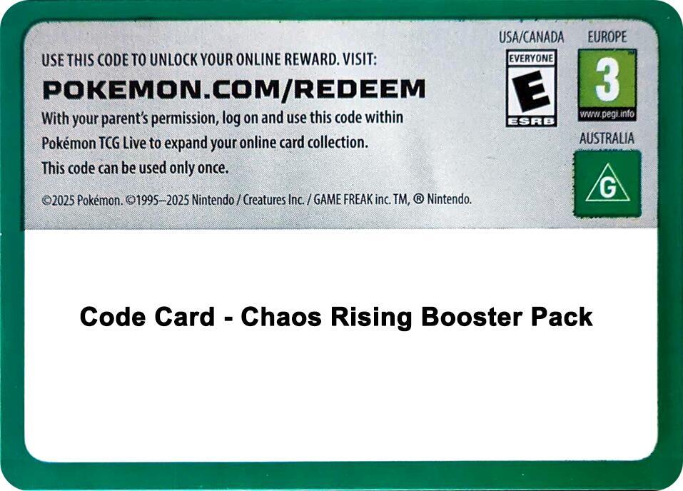 Code Card - Chaos Rising Booster Pack card image