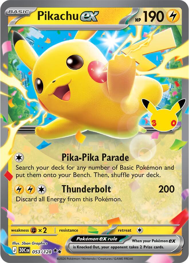 Pikachu ex - 053/128 card image