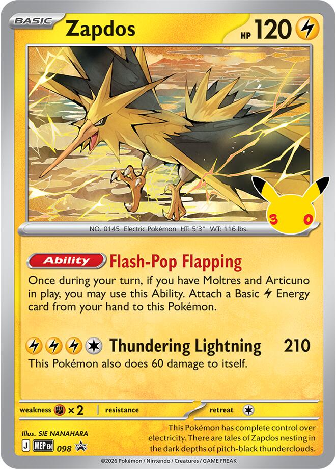 Zapdos - 098 (30th Celebration) card image