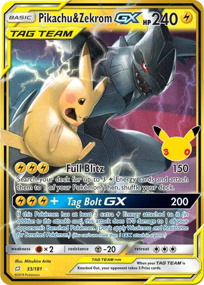Pikachu & Zekrom GX card image