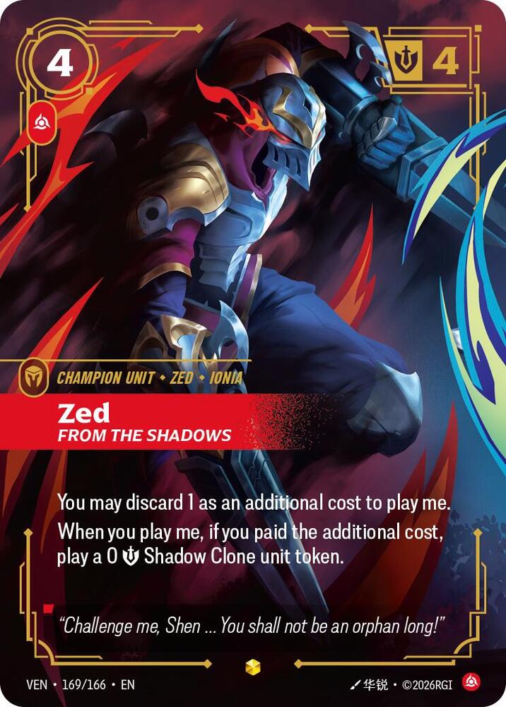 Zed, From the Shadows (Overnumbered) card image