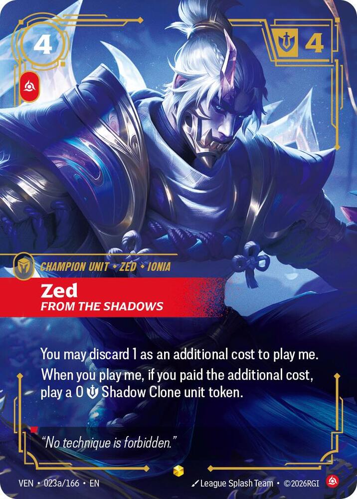 Zed, From the Shadows (Alternate Art) card image