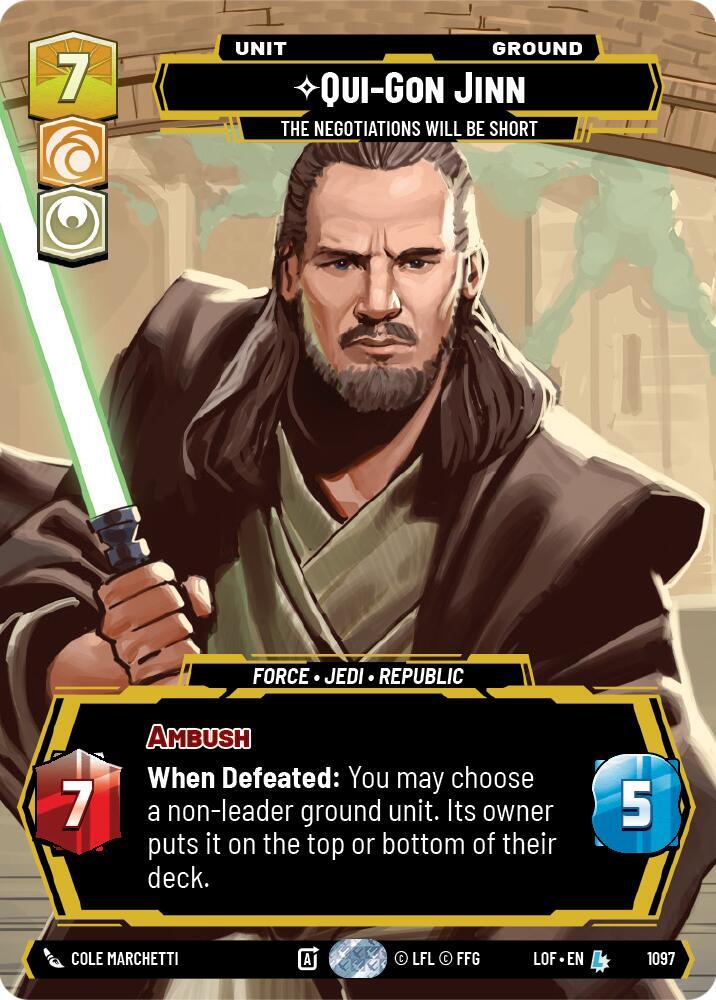 Qui-Gon Jinn - The Negotiations Will Be Short (Prestige Foil) card image