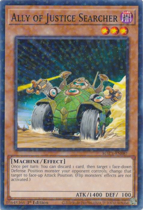 Ally of Justice Searcher (Duel Terminal) (1st Edition) card image