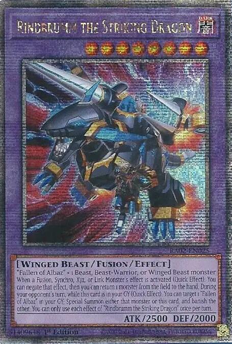 Rindbrumm the Striking Dragon (Quarter Century Secret Rare) card image