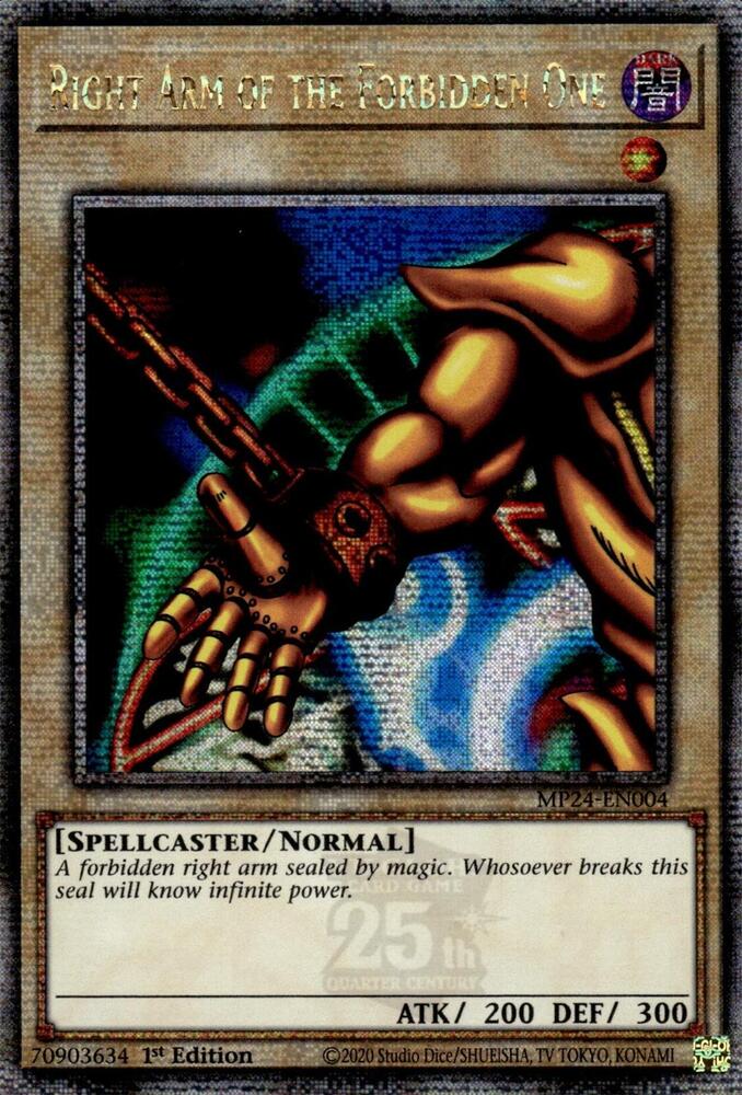 Right Arm of the Forbidden One (Quarter Century Secret Rare) card image