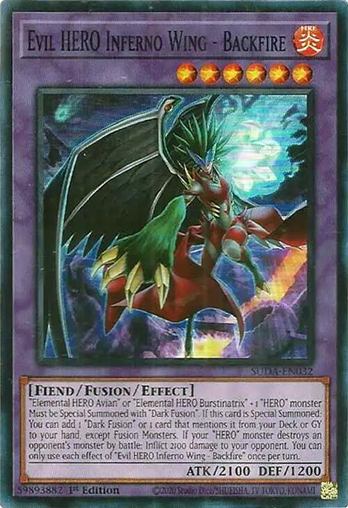 Evil HERO Inferno Wing - Backfire card image