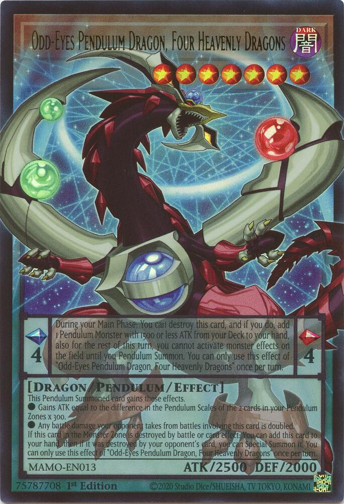 Odd-Eyes Pendulum Dragon, Four Heavenly Dragons (Extended Art) card image